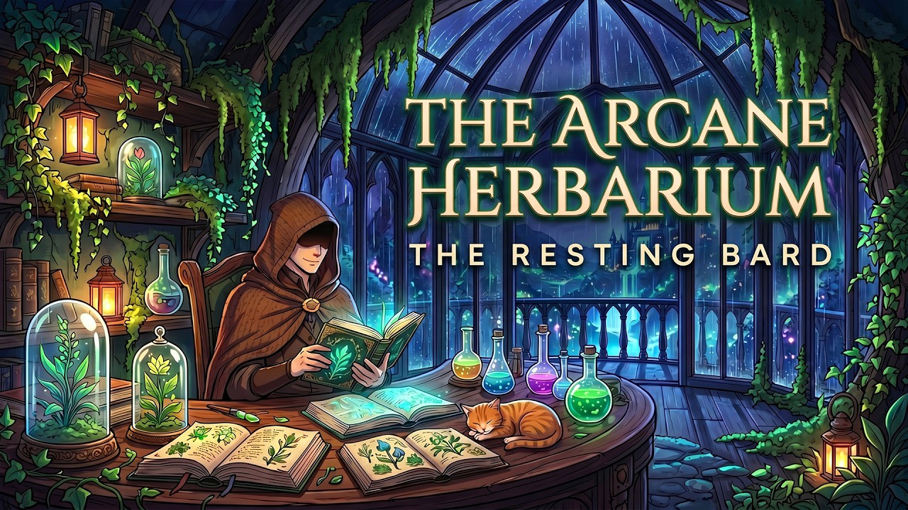 The Arcane Herbarium 🌿 Rain & Soft Fantasy Music for Focus & Study