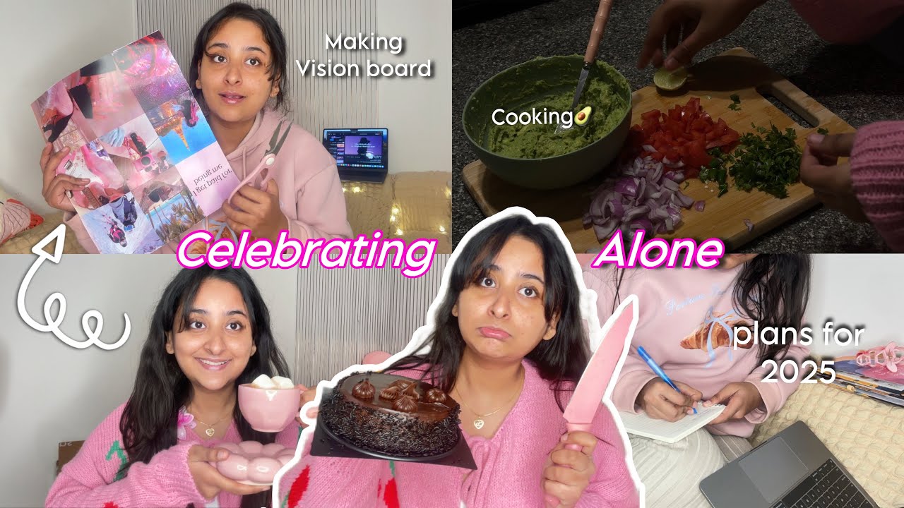 Celebrating New Year Alone🥺*Making Vision board,cooking👩&zwj;🍳 #2025