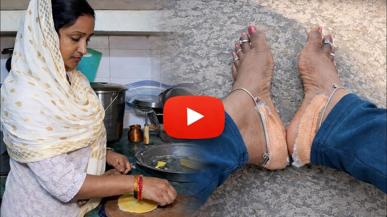 🍲 खून निकली एड़ी के साथ बनाई बेसन के गट्टे की सब्ज़ी | Real Life Vlog