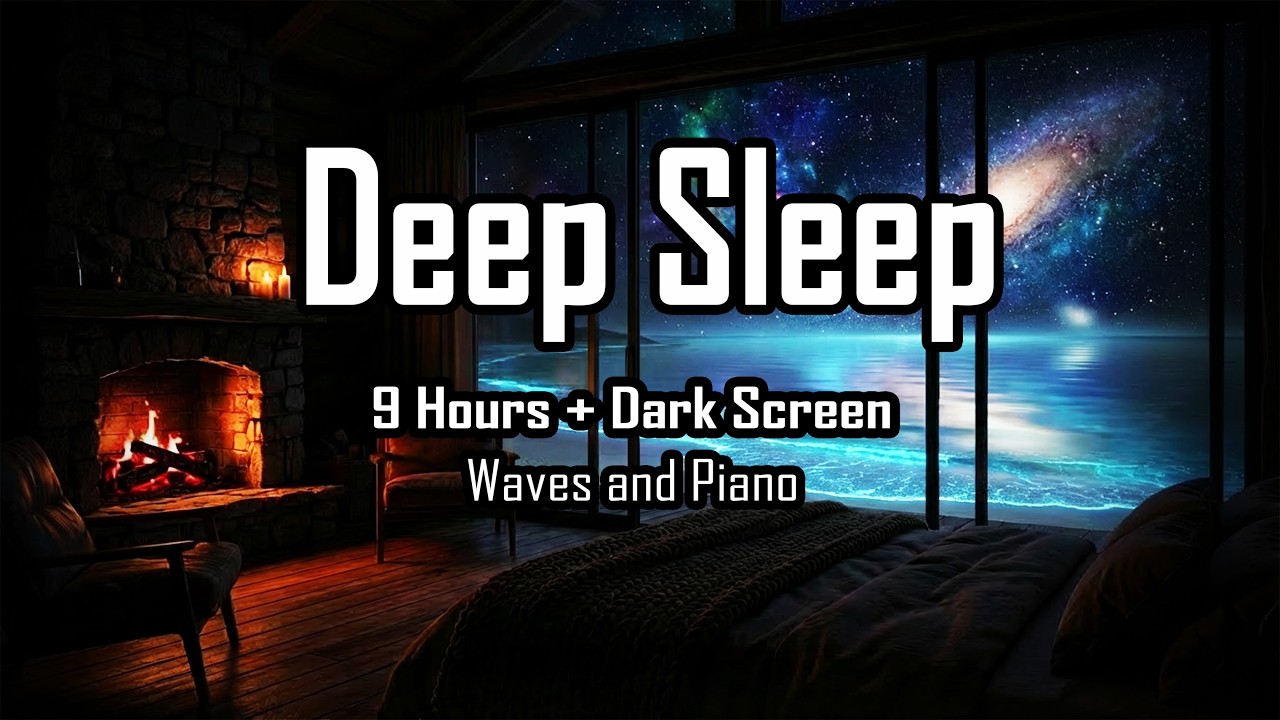 Fall Asleep Instantly 432Hz Healing Piano + Waves Screen Dims @ 30 Mins Deep Sleep, Insomnia