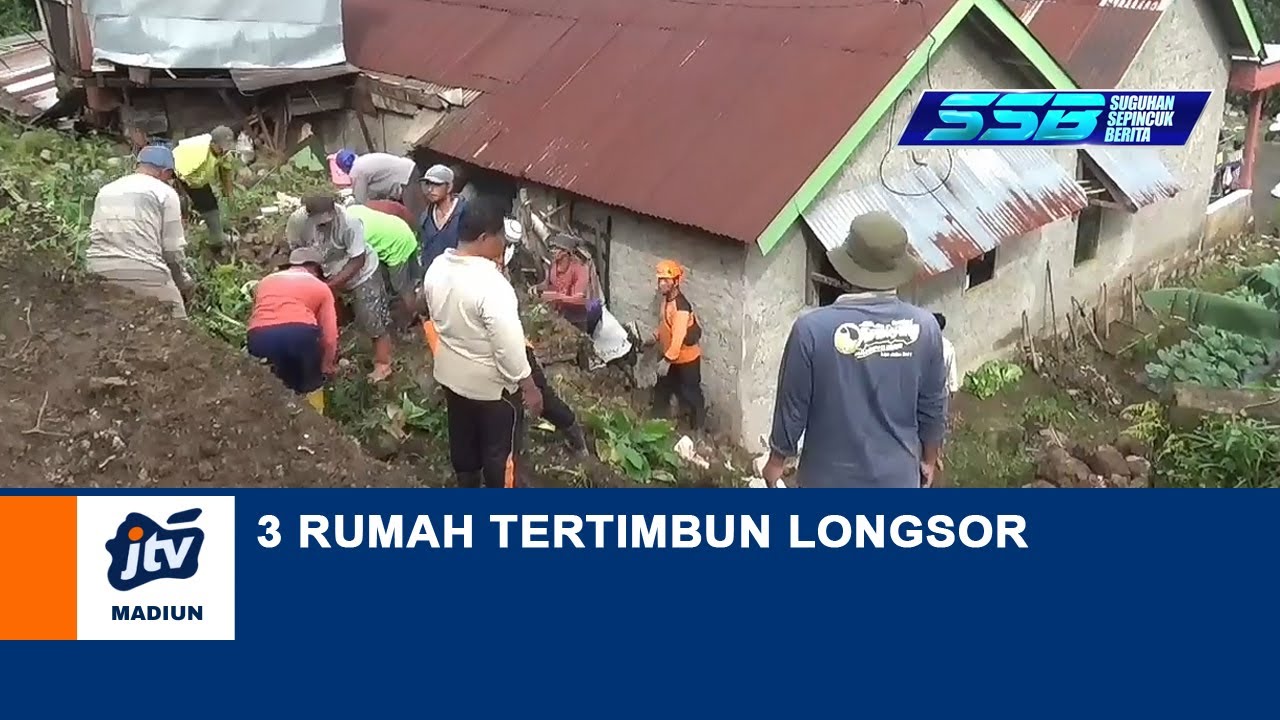 NGAWI - 3 Rumah Tertimbun Longsor Di Kecamatan Sine