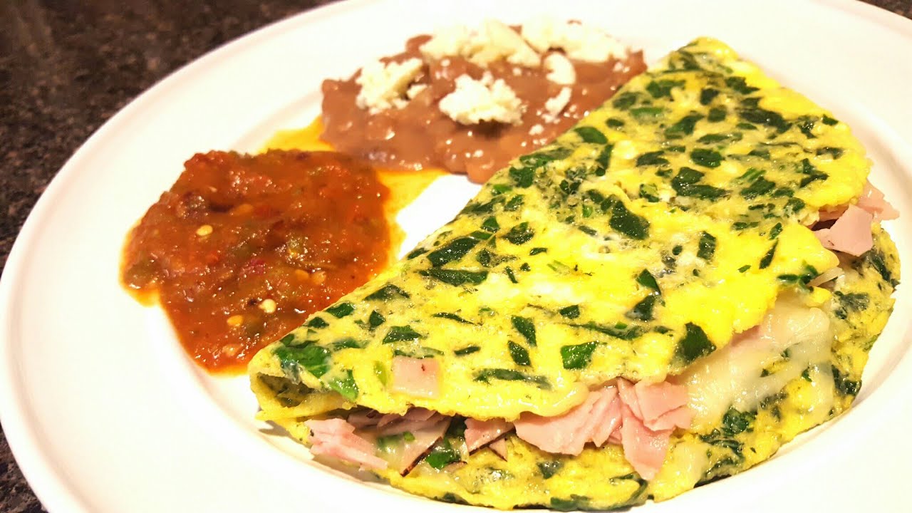 OMELETE DE ESPINACAS CON JAMON Y QUESO MUY FACIL Y DELICIOSO