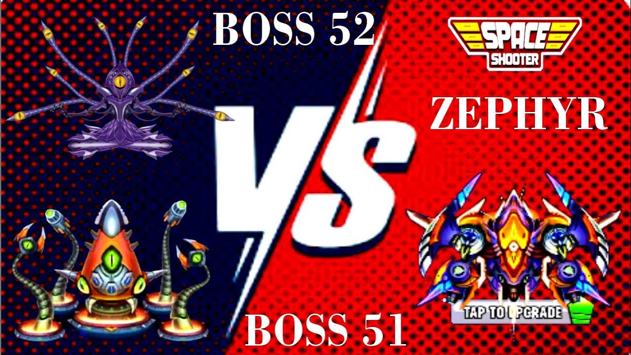 BOSS 51 VS BOSS 52 WITH NEW SHIP ZEPHYR | SPACE SHOOTER | WORLD BOSSES