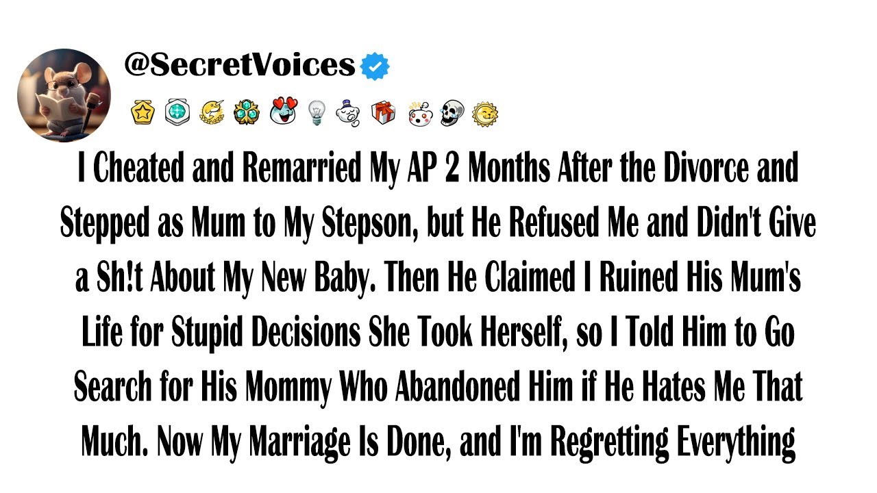 I Cheated and Remarried My Affair Partner 2 Months After the Divorce and Stepped as Mum to My Ste...