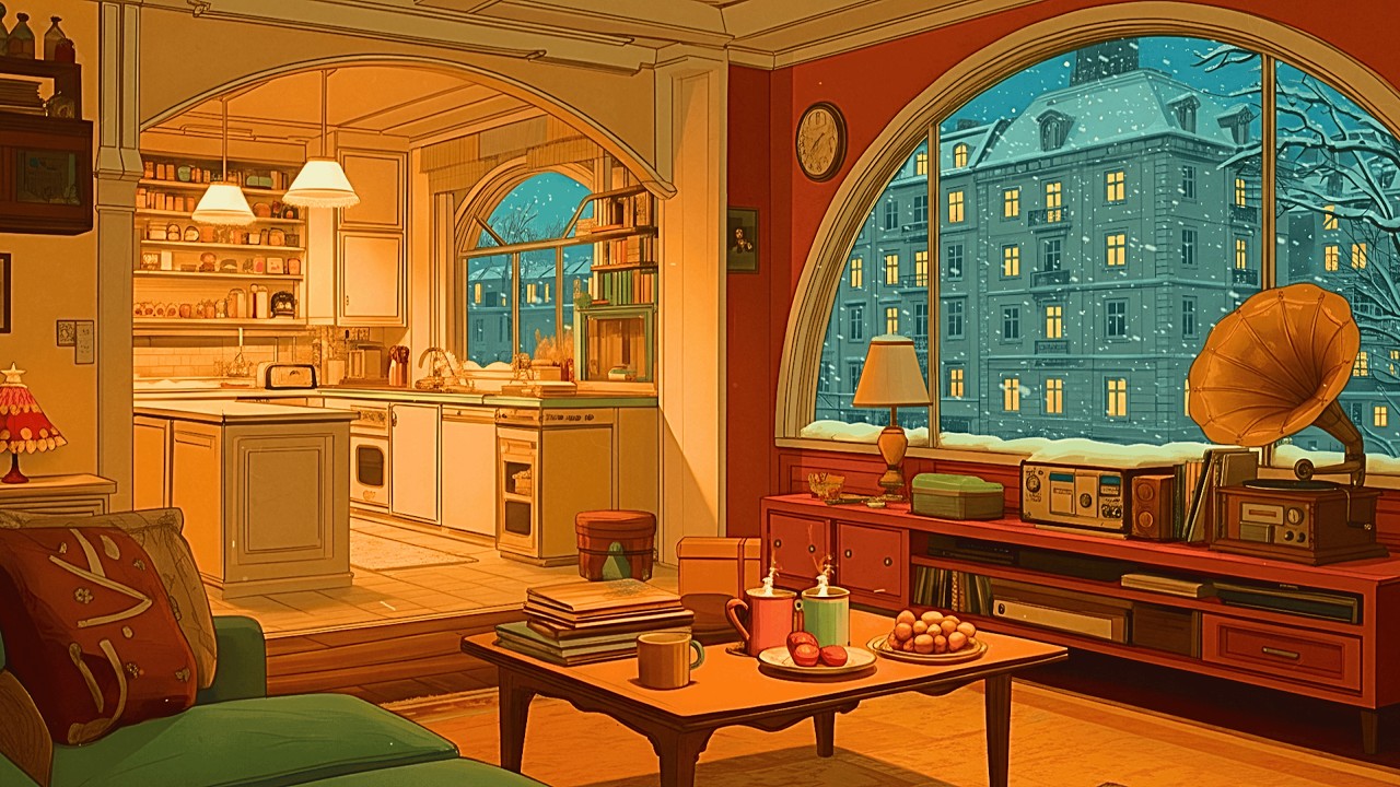 Relaxing 1940s Vintage Music in a Cozy Cottage ✨ Dreamy snowy night for relaxation