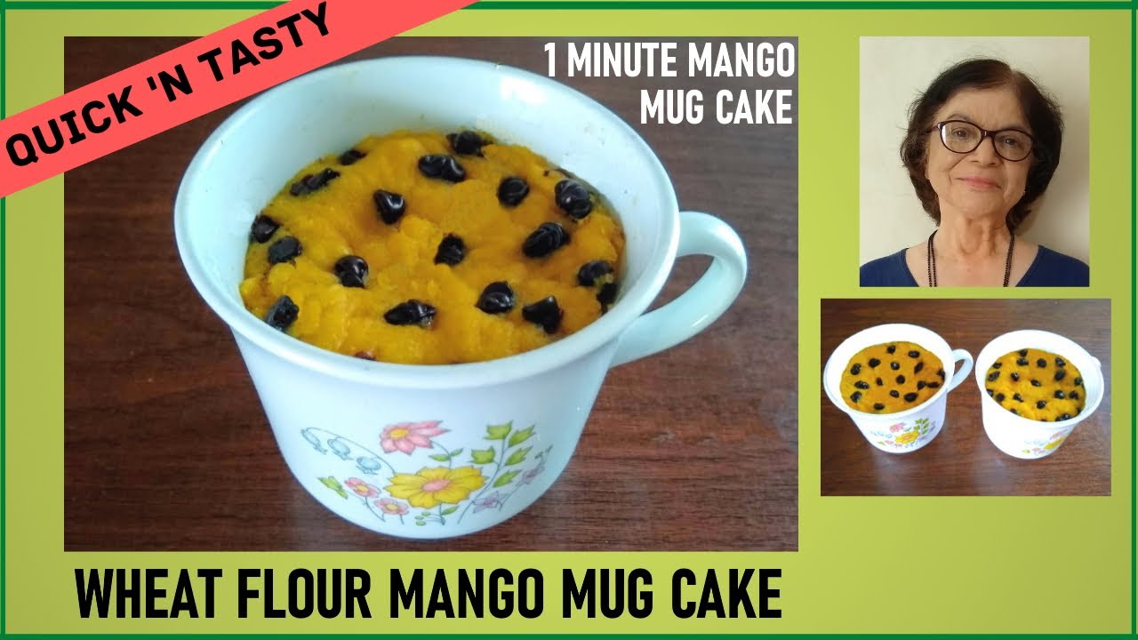 Wheat Flour Mango Mug Cake Recipe / 1 Minute Mango Mug Cake / Mango Microwave Cake
