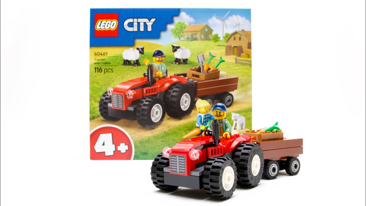 LEGO City Red Farm Tractor with Trailer & Sheep 60461 - Build