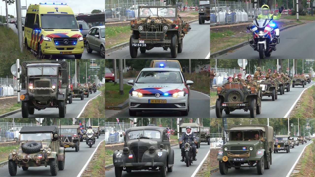 [RACE TO THE BRIDGE 2025] Politie Ambulance en vele Militaire Voertuigen in Arnhem!