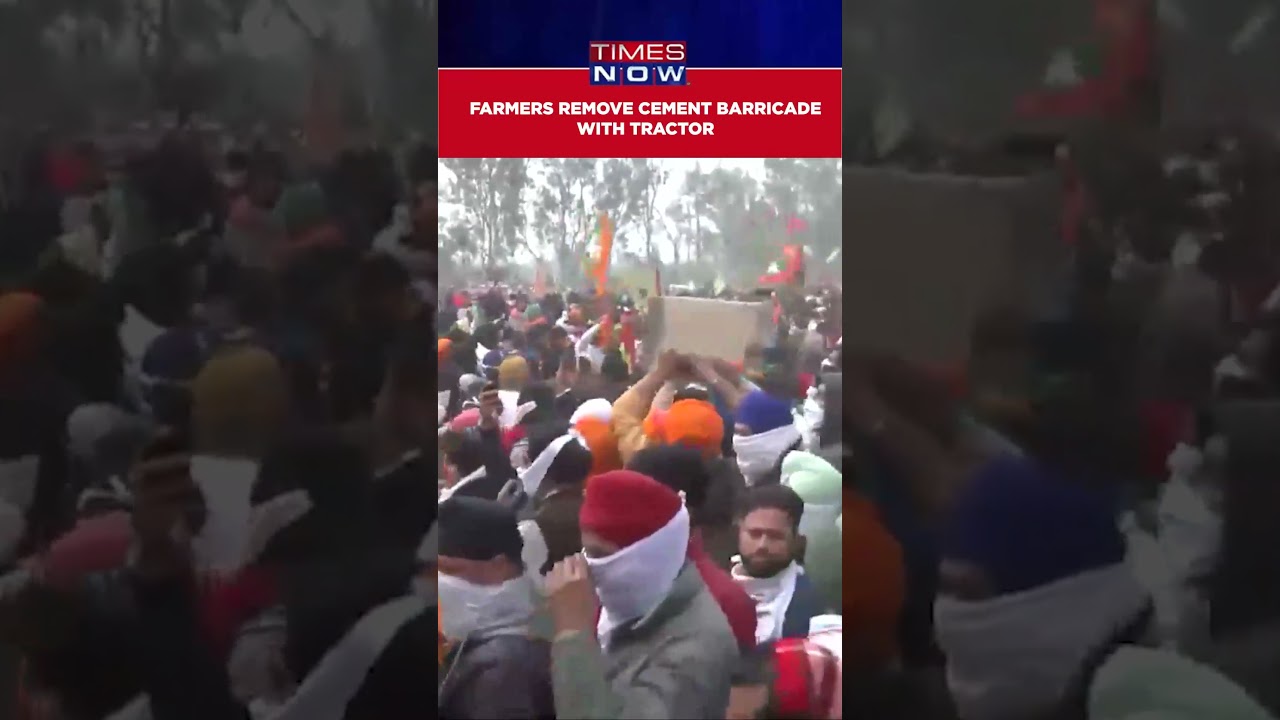 Protesting Farmers Remove Cement Barricade With Tractors At Haryana-Punjab Shambhu Border #shorts