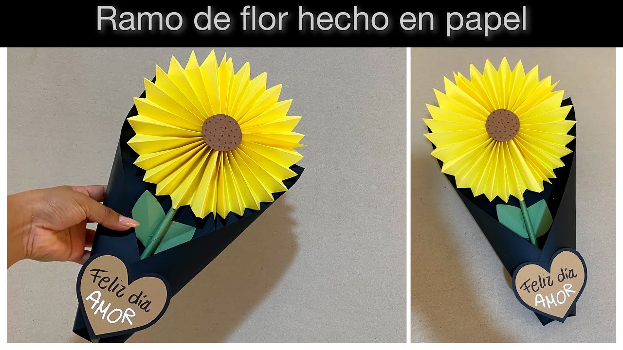 Ramo de flor amarilla hecho en papel | Flores amarillas para el 21 de septiembre | Ramo regalo fácil