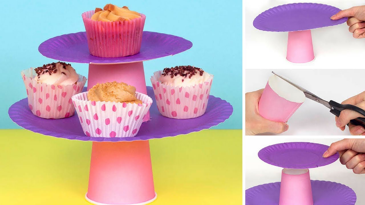 How to make a Cupcake Stand from Paper Cups & Plates