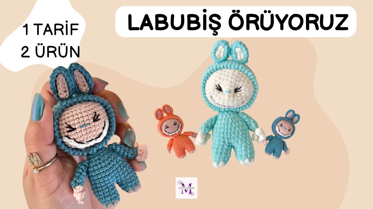 Изготовление брелока амигуруми шаг за шагом по мотивам Labubu Labubish
