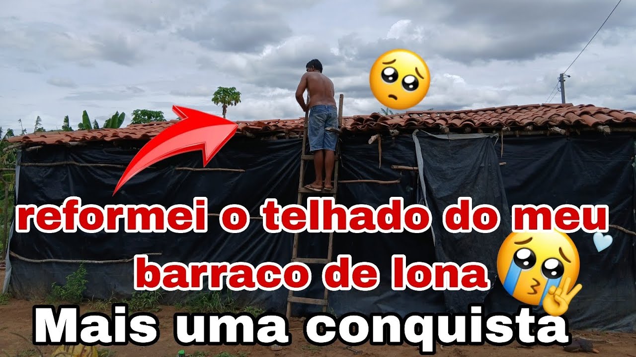 Mais uma conquista 🥹reforma no telhado do meu barraco de lona ,meu lar 🌸