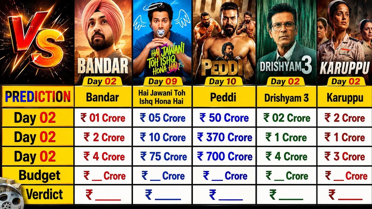 Peddi Day 10 vs Hai Jawani Toh Ishq Hona Hai Day 9 vs Gouverner vs BBV vs Haunted 3D Day 2 Collec...