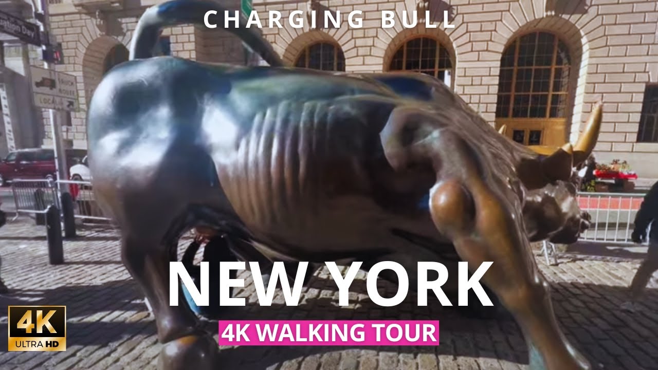 NEW YORK CITY Walking Tour [4K]🇺🇸🗽| Charging Bull Wall Street  in Manhattan NYC USA