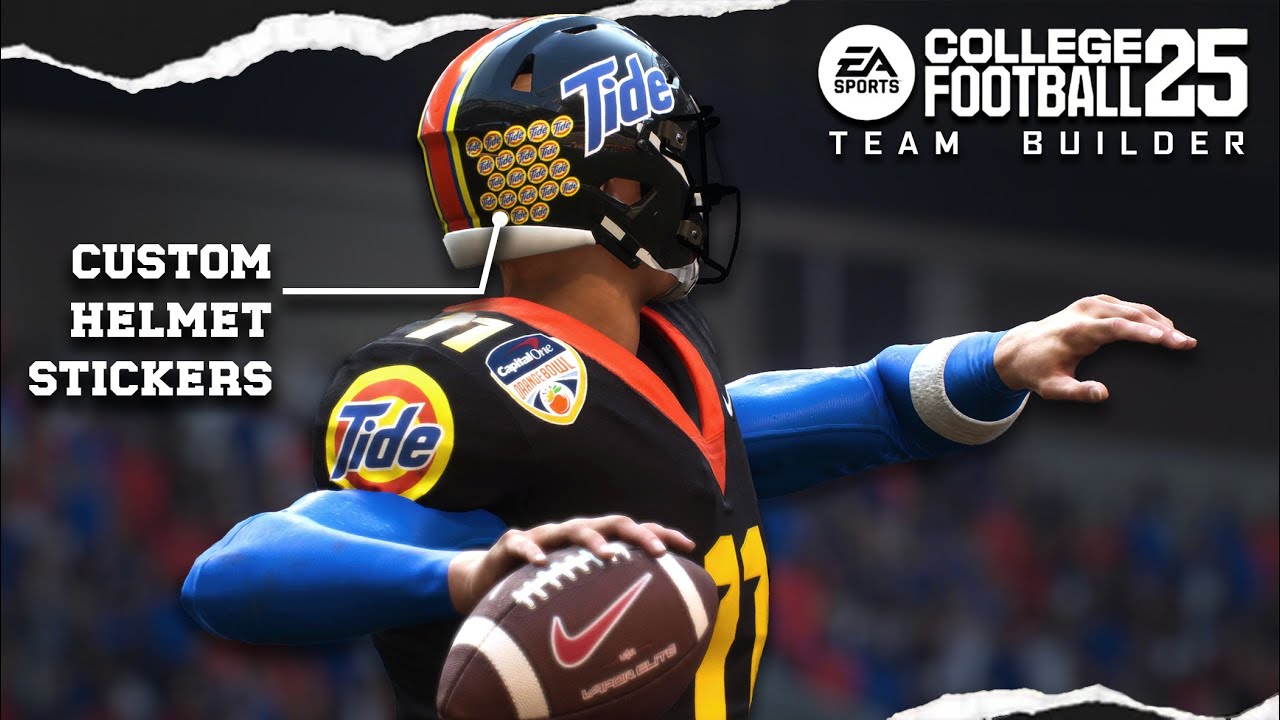 HOW TO PUT CUSTOM LOOKING STICKERS ON YOUR TEAMBUILDER HELMETS in College Football 25