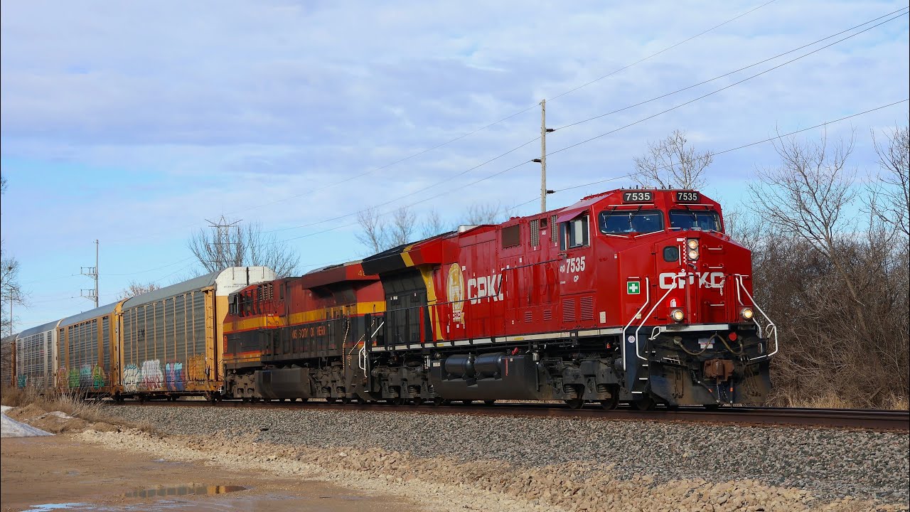 CP 7535 New CPKC Painted ET44AC Leads A Detoured 106 & More Action On The CPKC Watertown Sub