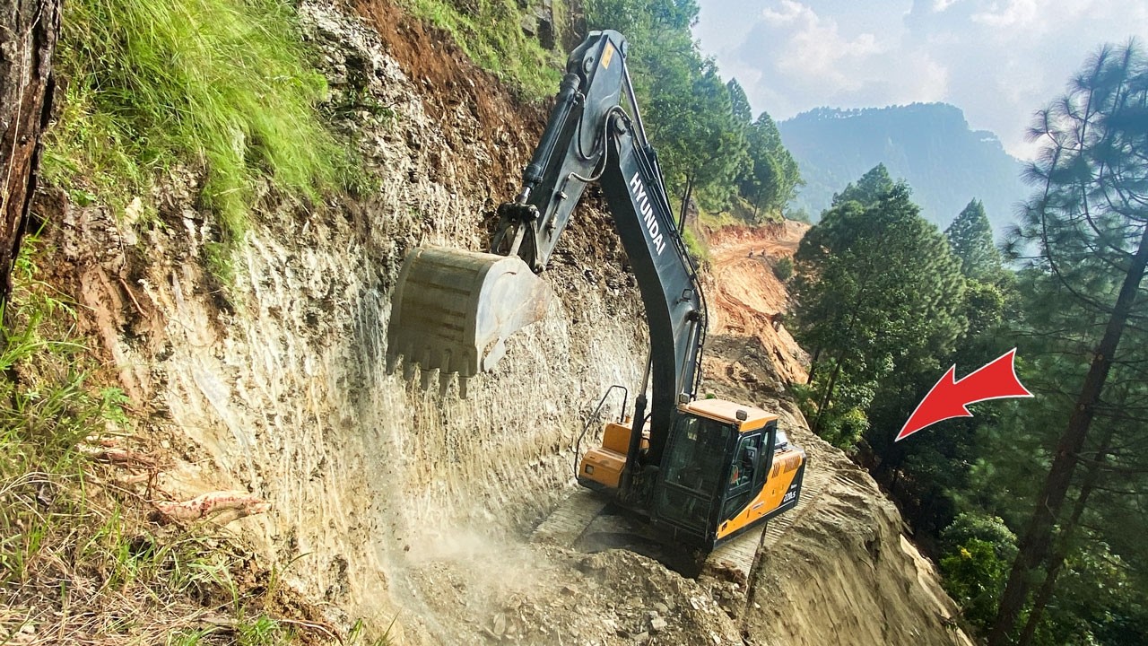 Unstoppable Hyundai Excavator Carving a Road Through a Mountain | Excavator Planet