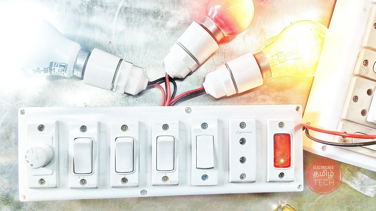 Fan regulator-switch-2pin socket- indiketar⚡House switch board wiring⚡ Regulator Switch board wiring