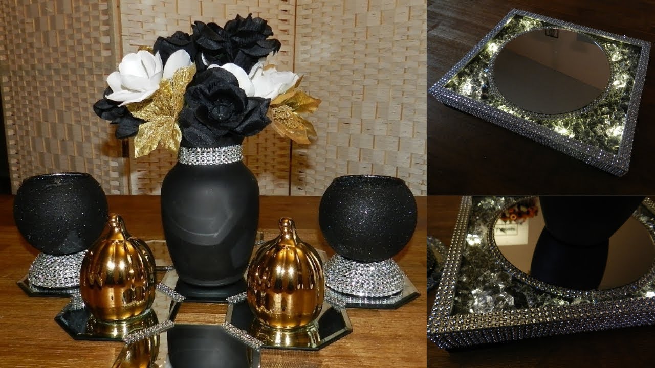 (Giveaway Closed) Dollar Tree Glam Bling Centerpiece| DIY Elegant Candle Holders and Lighted Tray