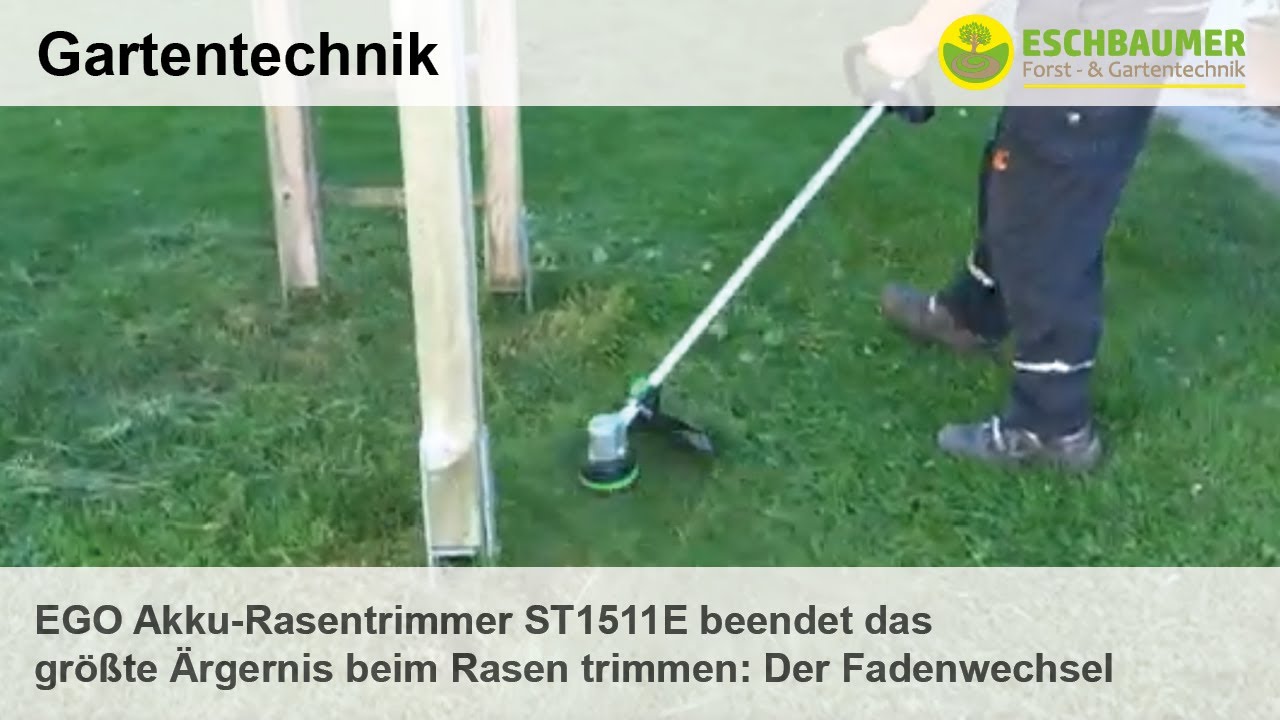EGO Akku-Rasentrimmer ST1511E beendet das größte Ärgernis beim Rasen trimmen: Der Fadenwechsel