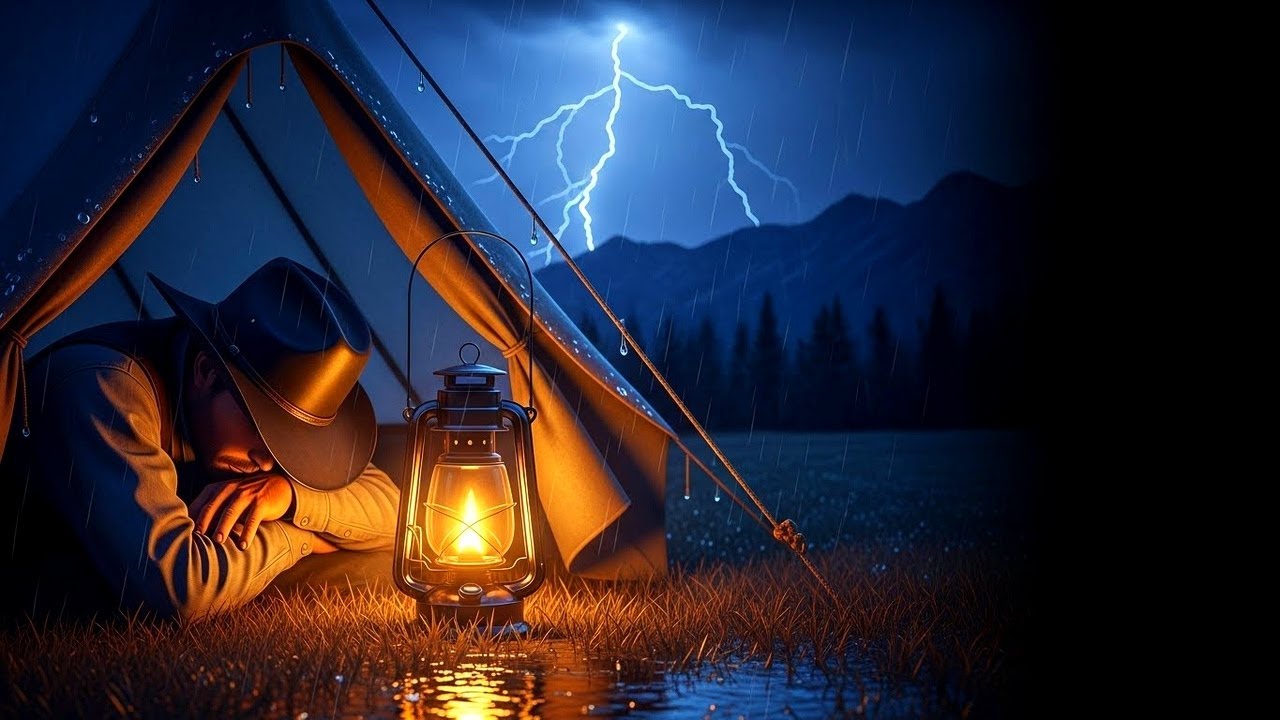 Arthur Sheltering Alone on the Porch During the Night Storm|RDR2 ASMR Real Nature Vibe