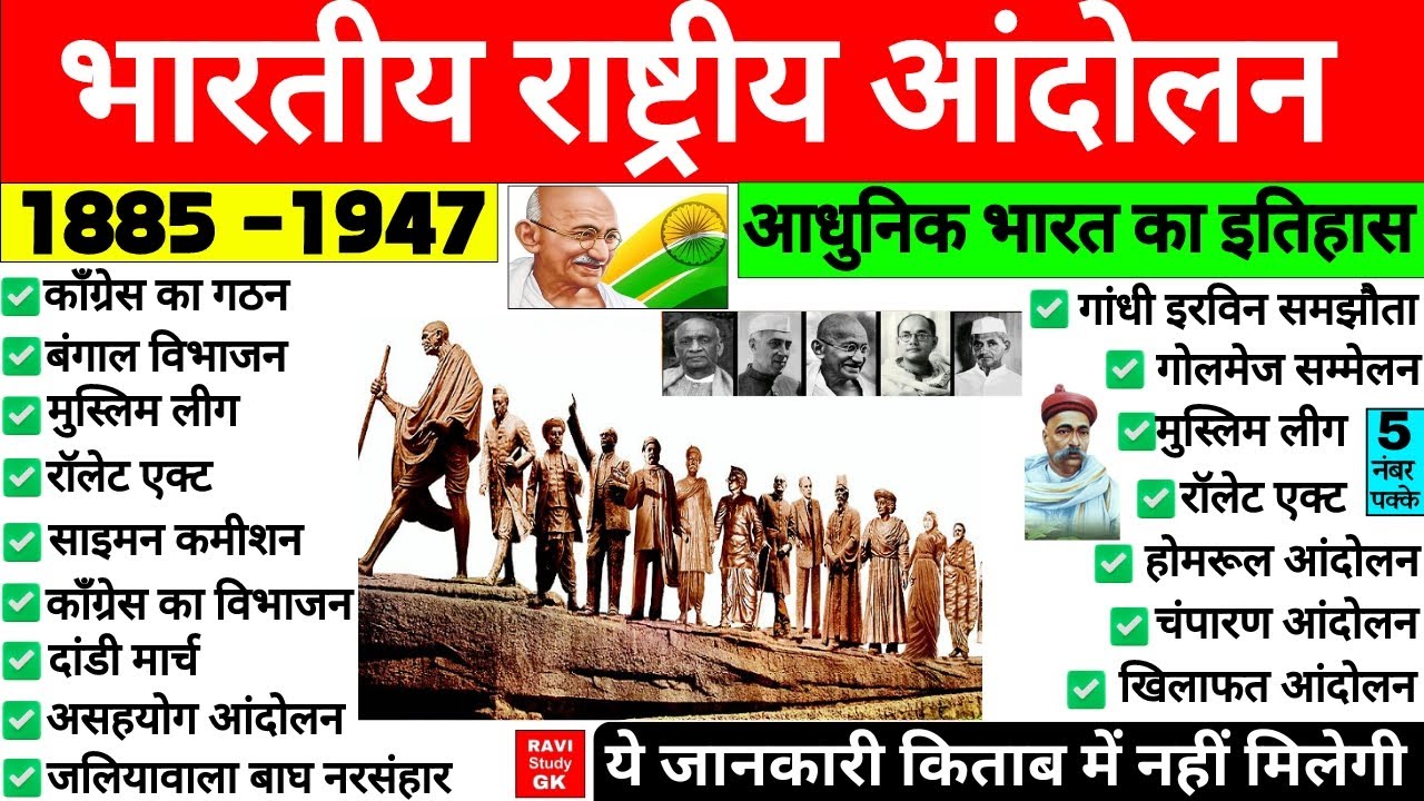 भारतीय राष्ट्रीय आंदोलन (1885-1947) | Bhartiya rashtriya andolan | Complete Modern history |Gk Trick