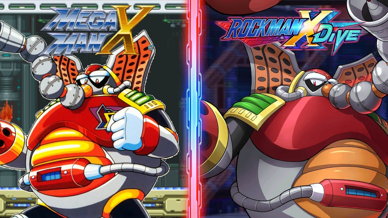 Flame Mammoth Boss Comparison - Mega Man X DiVE