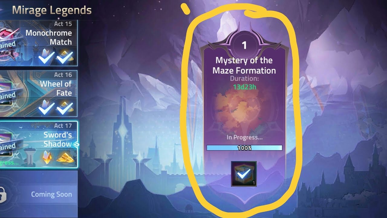 MLA Mirage Legends act 17=Sword's Shadow 1=Mystery of the Maze Formation(tutorial)
