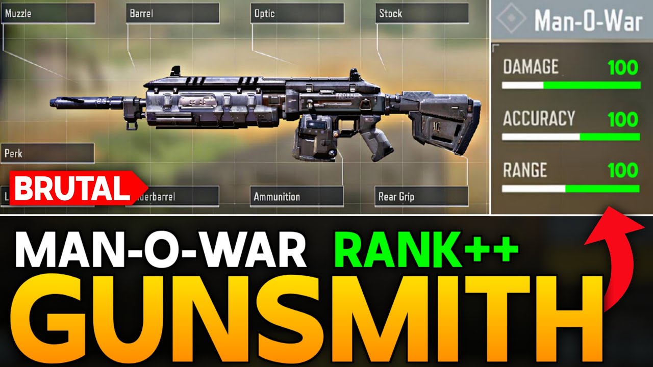 MAN-O-WAR BEST GUNSMITH IN CALL OF DUTY MOBILE | COD MOBILE best RANK SETUP|