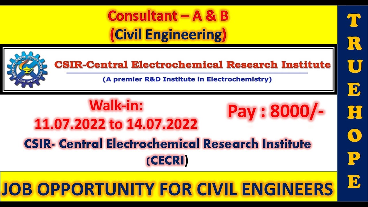CSIR-CECRI| #karaikudi |Technician Apprenticeship|#pay 8000|11th to14.7.22| #civilengineeringjobs |