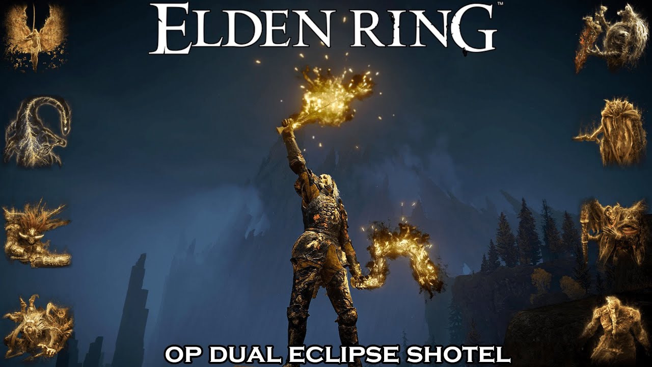 Elden Ring - OP Dual Eclipse Shotel Build VS Main Bosses (Solo, No Hit, NG+7)