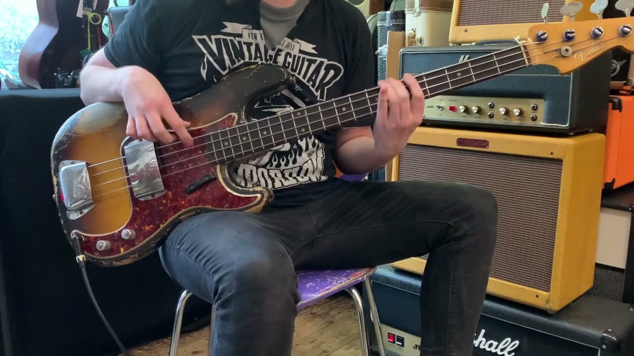 1960 Fender slab board Precision Bass in Sunburst finish