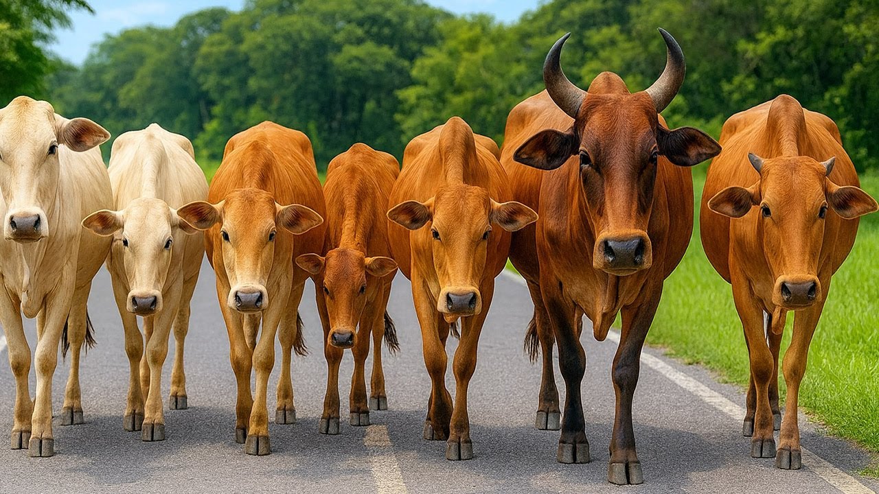 Penggembala Dan Kerumunan sapi yang menuju kandang, Suara Sapi Moo, Sapi Lucu Beramai-ramai di jalan