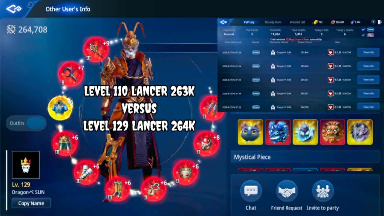 Mir4 1v1 PvP: LANCER 263k PS  versus LANCER 264k PS