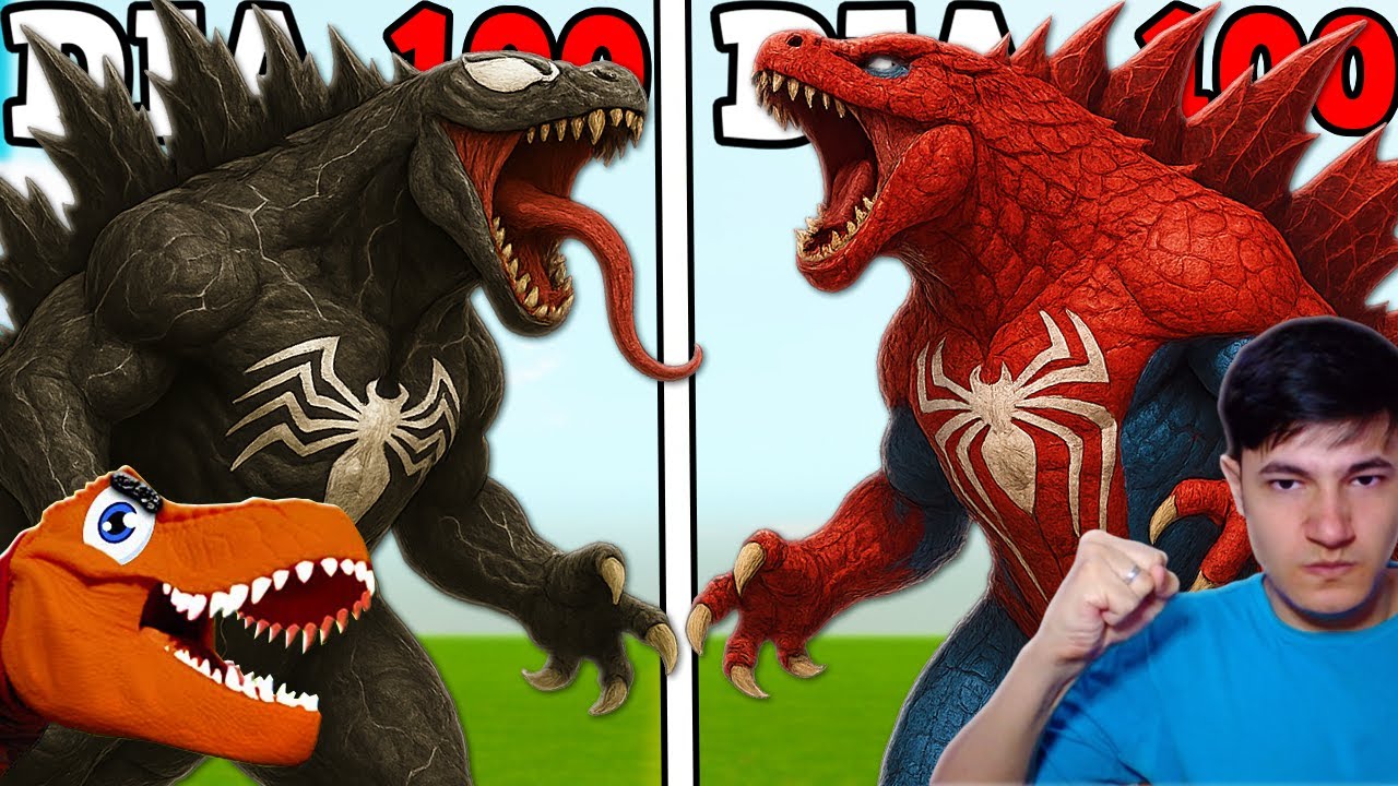 DUELO DOS KAIJUS HEROIS! GIGANTE VENON GODZILLA VILÃO VS GIGANTE ARANHA GODZILLA HEROI!
