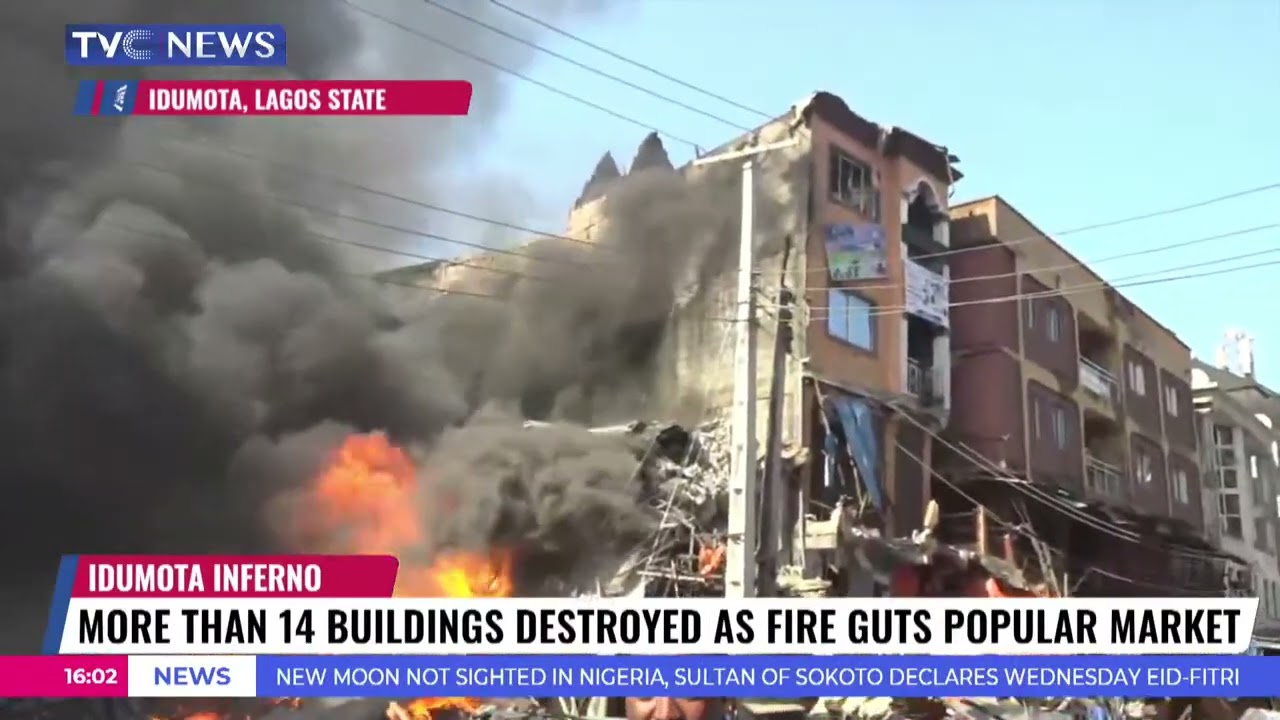 More Than 14 Building Destroyed As Fire Guts Idumota Market