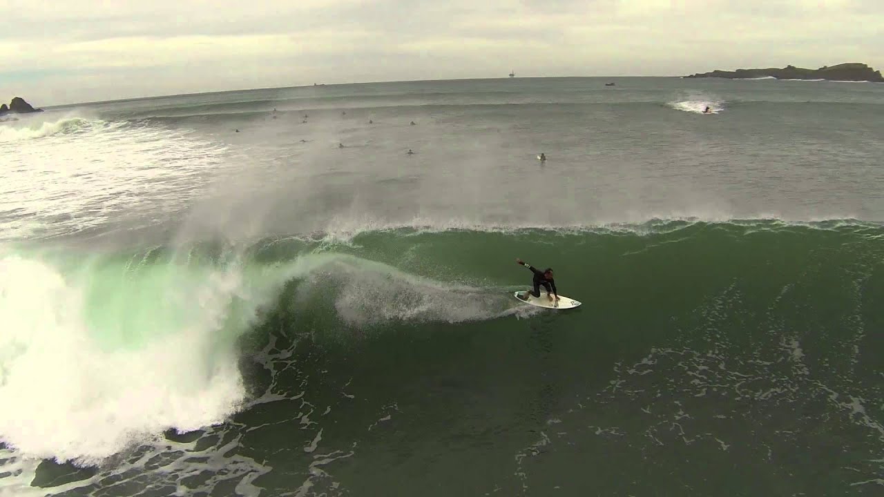Mundaka wave filmed from a drone
