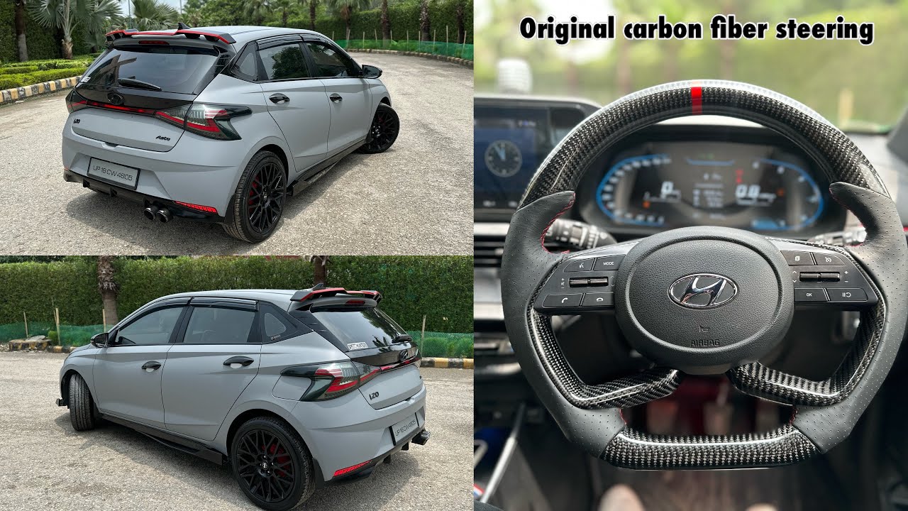 New i20 modified | i20 wrapped in matt grey wrap | carbon fiber steering for new i20 2020