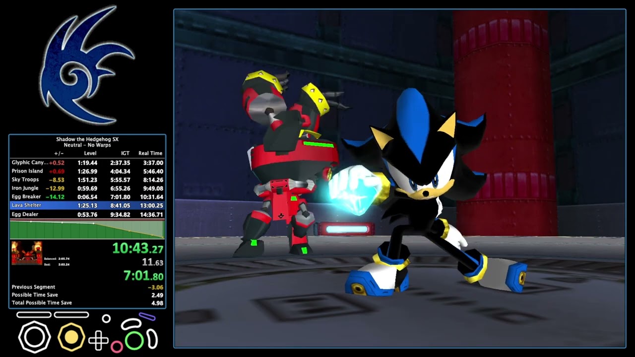 Shadow SX - Neutral No Warps Speedrun - 9:17.19 IGT - 14:23.87 RTA