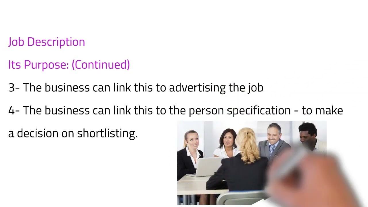 29 IGCSE Business -  What is the difference between a Job Description and a Job Specification?