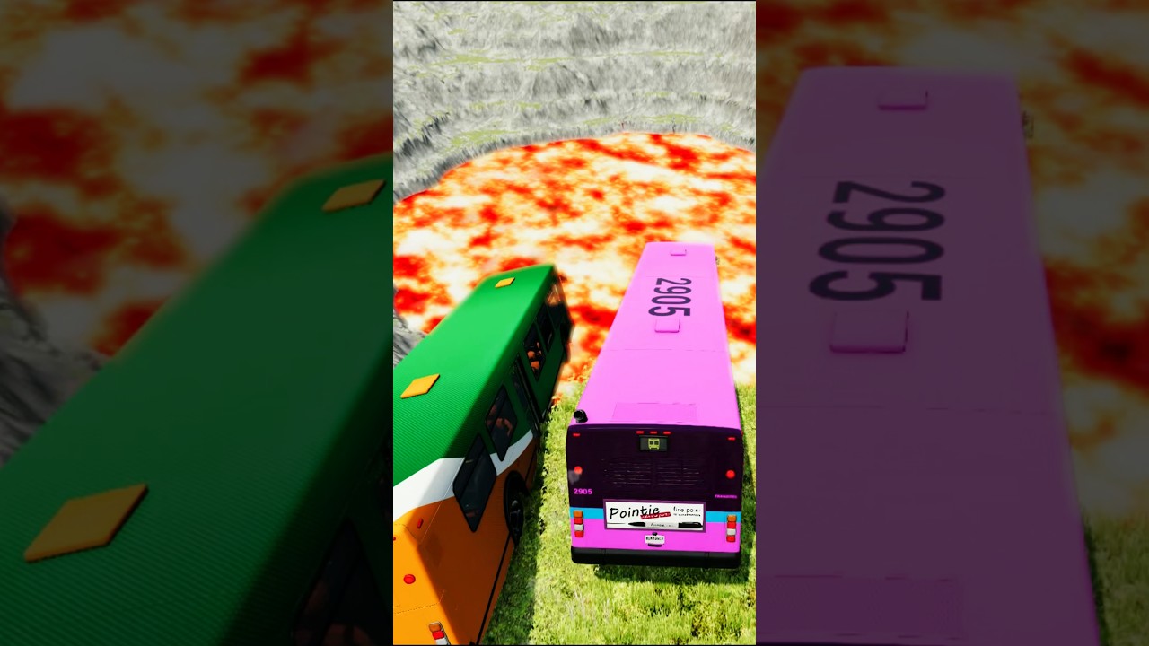 Bus vs Giant Lava Pit - BeamNG.drive #beamng #shorts #beamngdrive #automobile #usa #viral