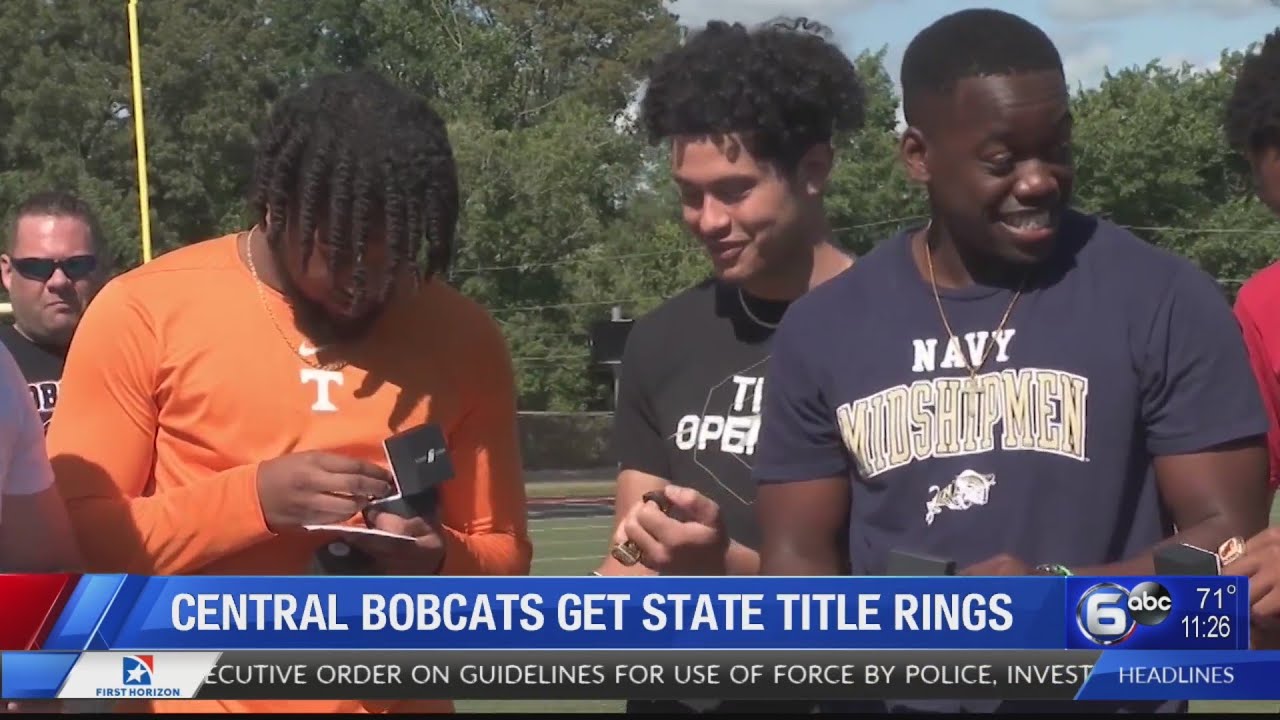 Central High School football players get champship rings and a surprise