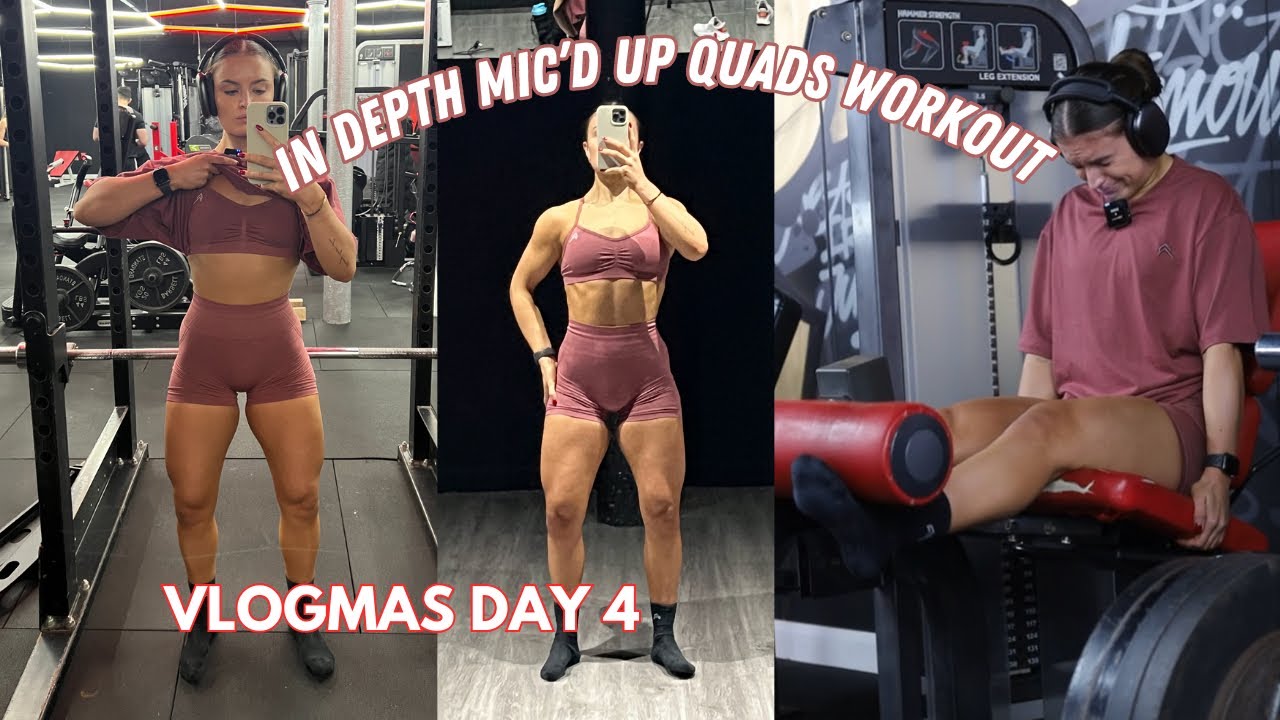 IN DEPTH MIC’D UP QUADS WORKOUT | vlogmas day 4, 12 days of gains unboxing!!