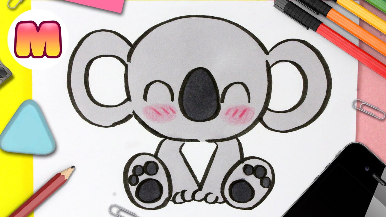 COMO DIBUJAR UN KOALA KAWAII ❤️ Dibujos faciles kawaii ❤️ Aprender a dibujar animales