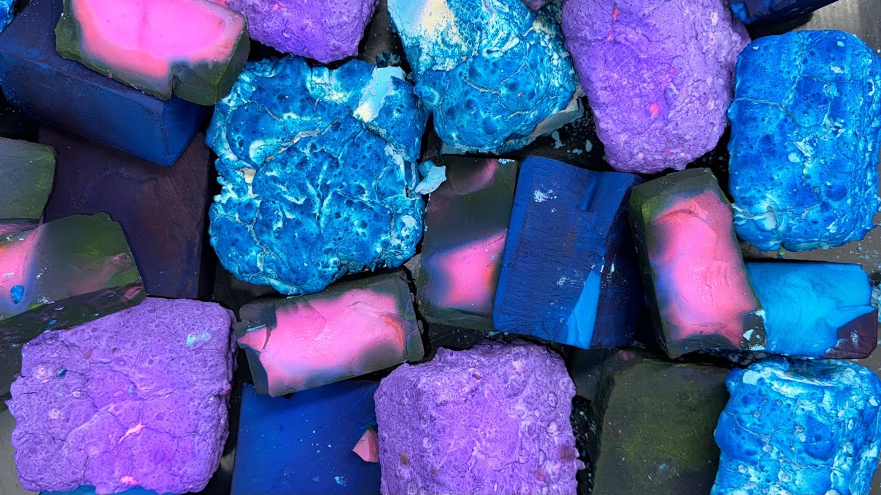 Blue and Purple - Pasted and Dyed Chalk | ASMR
