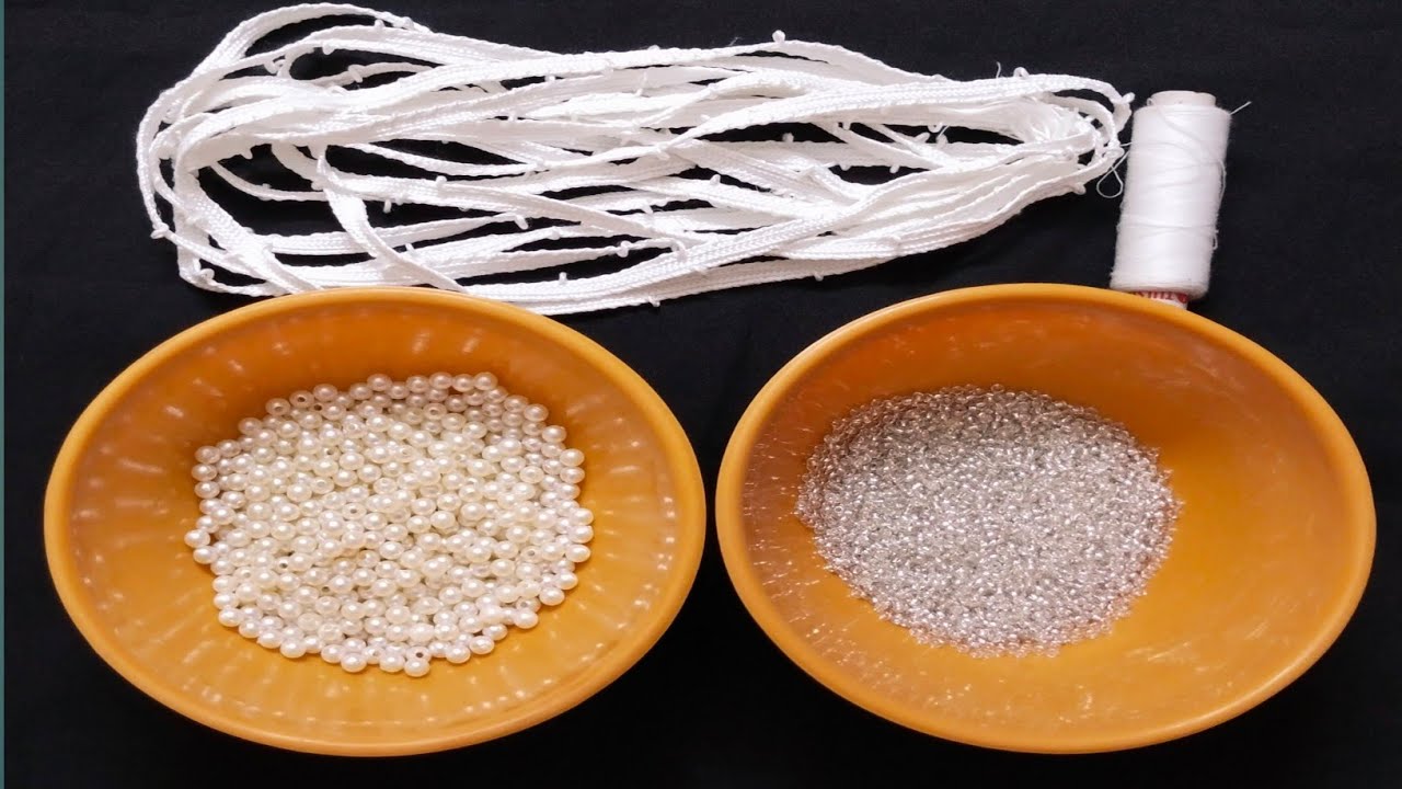 How to Make Pearl Beaded Lace at Home | Saree Border Lace Design | DIY Ideas for Saree