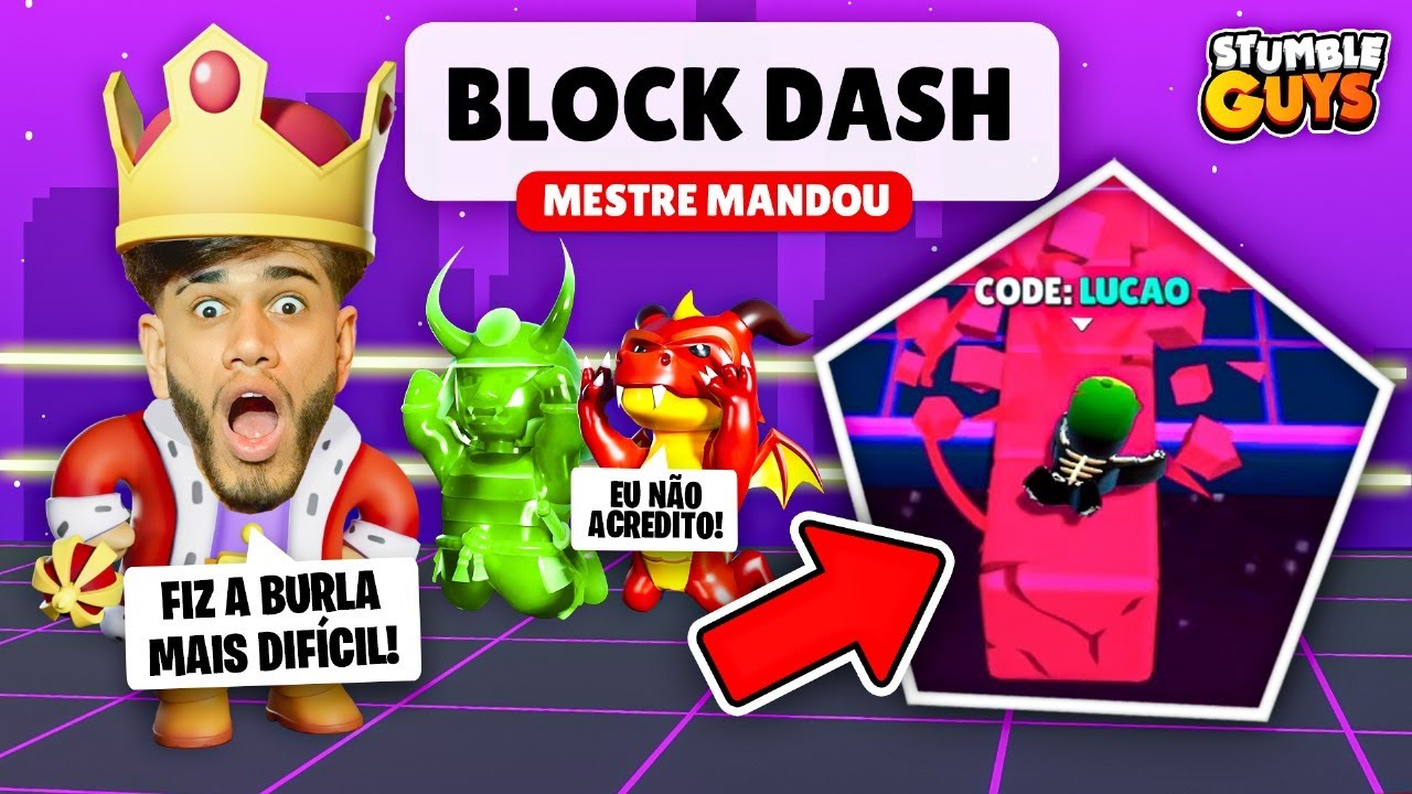 MESTRE MANDOU NO STUMBLE GUYS - FINALMENTE ACERTEI A BURLA IMPOSSÍVEL DO BLOCK DASH
