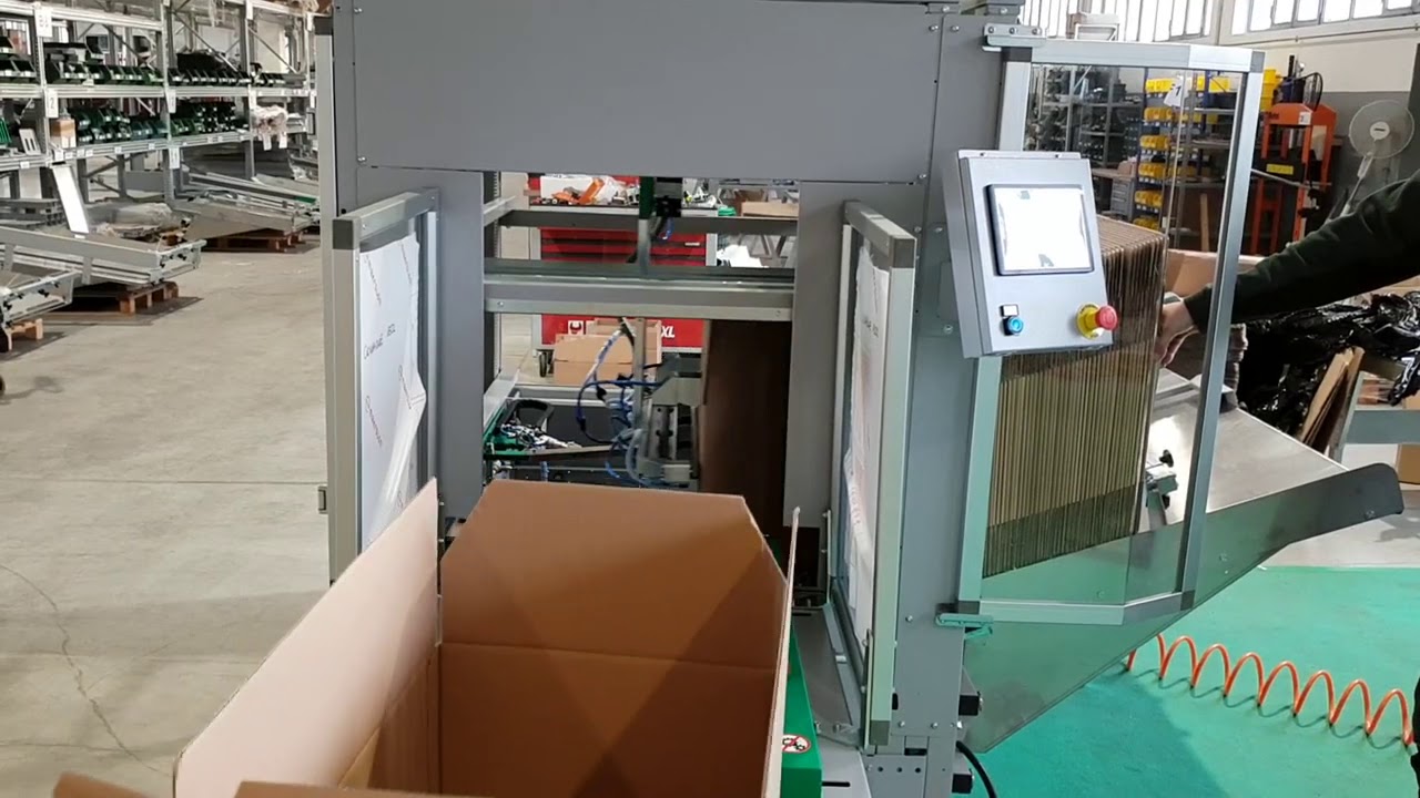 Automatic case erector by COMARME for long boxes up to 800mm in Lenght F2008 model