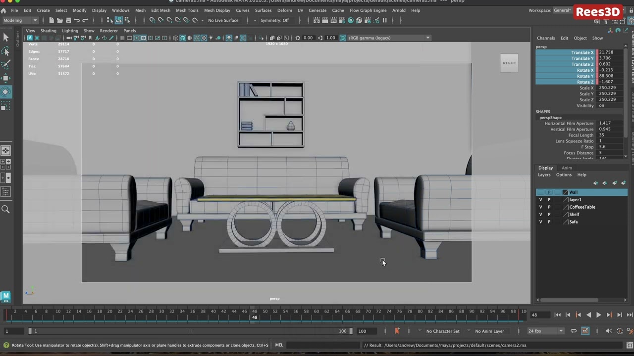 🎥 Cinematic Camera & Rendering for Interior Showreels in Maya with Arnold | Step-by-Step Tutorial 🎬